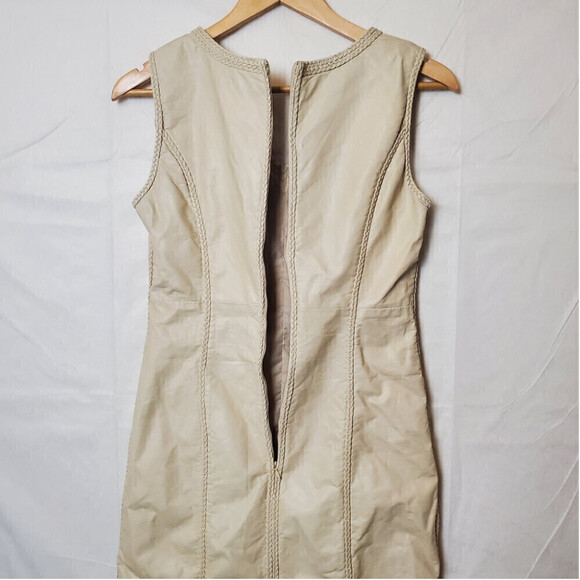 Max Studio Faux Leather Sleeveless Dress Size Small Medium Tan V-Neck - Picture 6 of 12